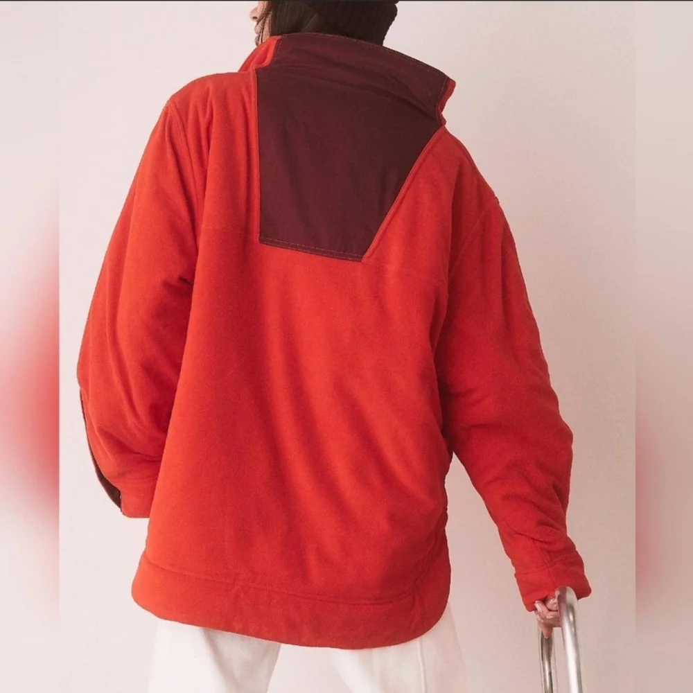 Free People FP Movement Climber Orange Fleece Oversized Jacket‎ Size L